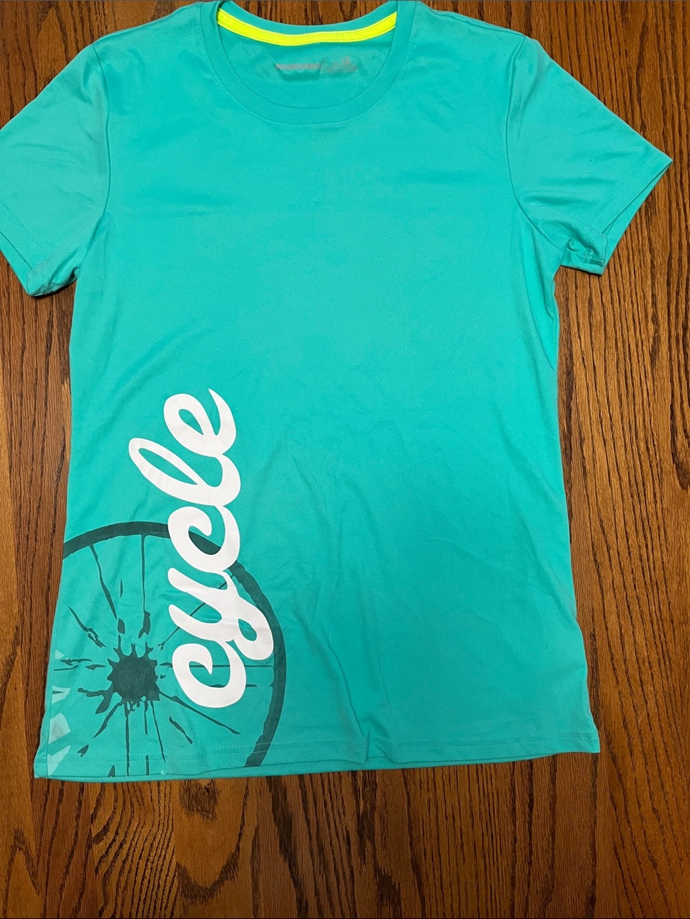 Women’s Teal Short Sleeve Graphic Tee with White Script